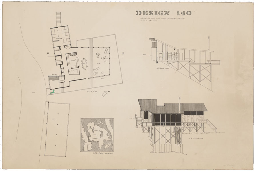 1965-1966, Jan Goossen, design, ‘Ski-House for five couples, Squaw valley, San Francisco 140’