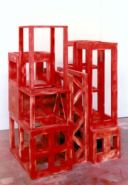 1993, Jan Goossen, ‘Red Volume Rising’, polychromed wood, 102 x 85 x h 143 cm, Photo Martin Stoop